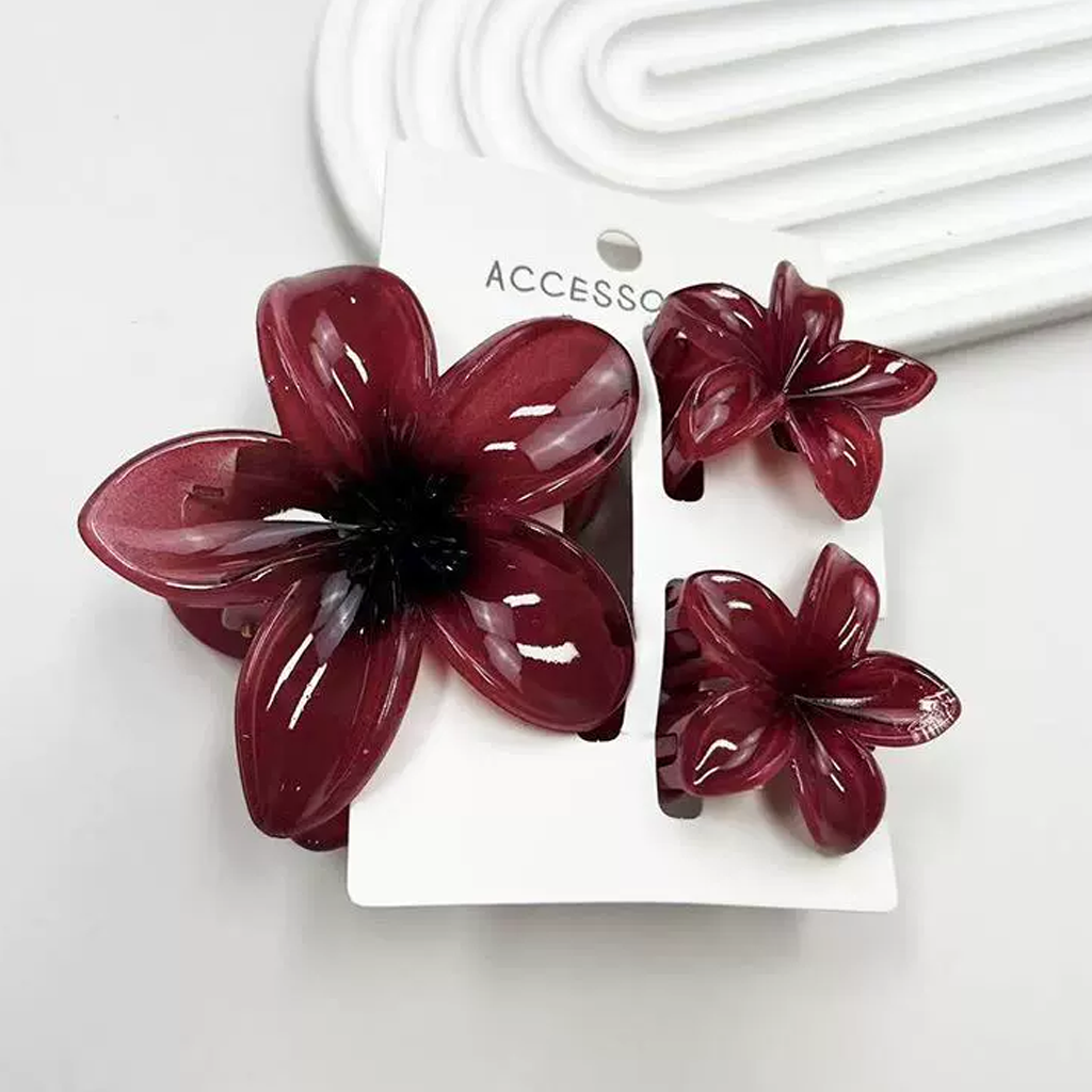 Lace With Bow Barrette - Deep Red - 1-16Y - image 5