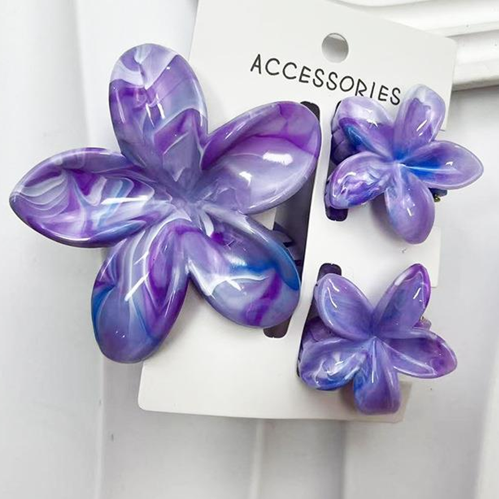 Lace With Bow Barrette - Marble-Like Purple - 1-16Y - image 30