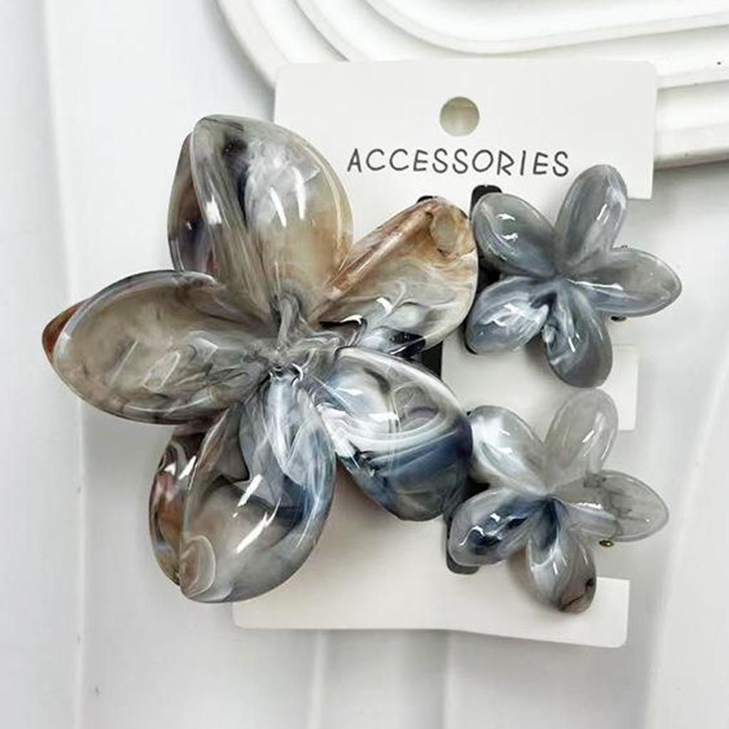 Lace With Bow Barrette - Marble-Like Graphite - 1-16Y - image 32