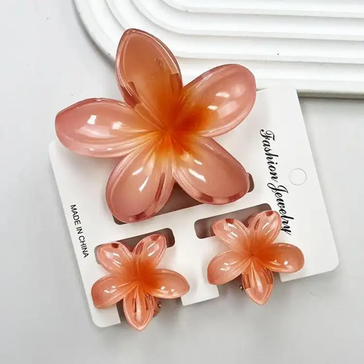 Lace With Bow Barrette - Light Watermelon Red - 1-16Y - image 3