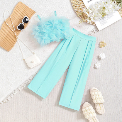 Cotton Folds Sleeveless Regular Two-piece Set - Mint - 7Y - image 21