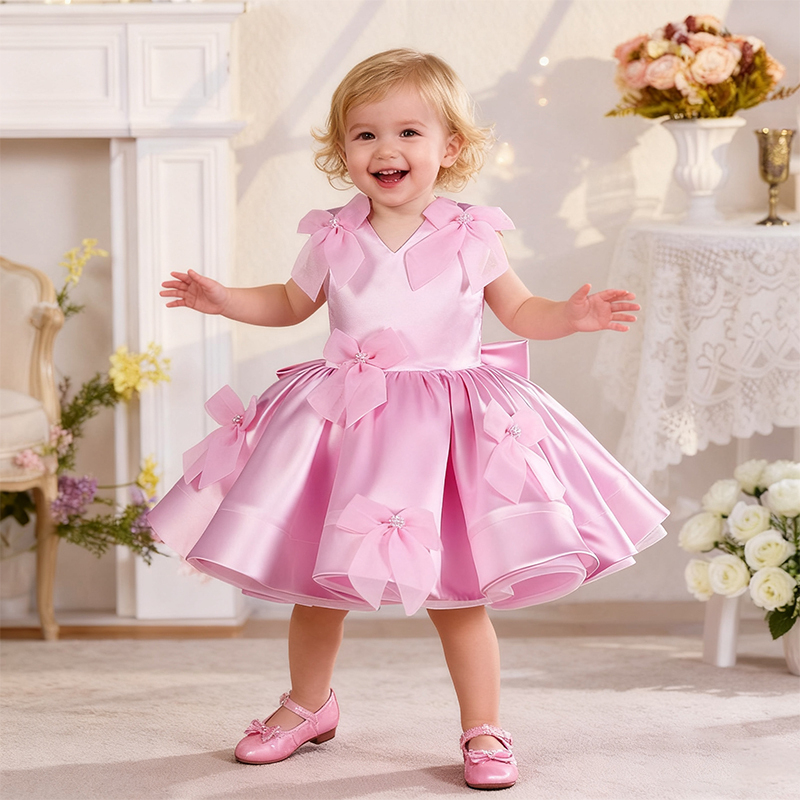 Satin Bow Folds Sleeveless Regular Dresses - image 6