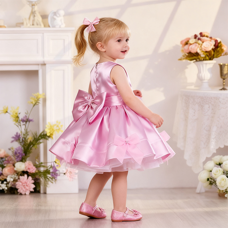 Satin Bow Folds Sleeveless Regular Dresses - image 12