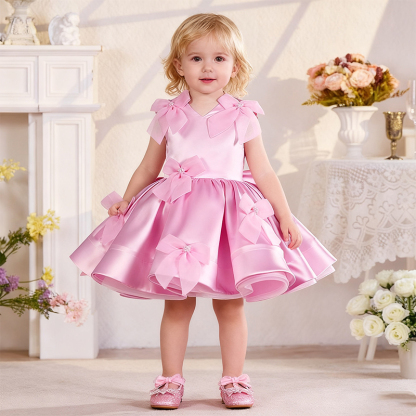 Satin Bow Folds Sleeveless Regular Dresses - image 7