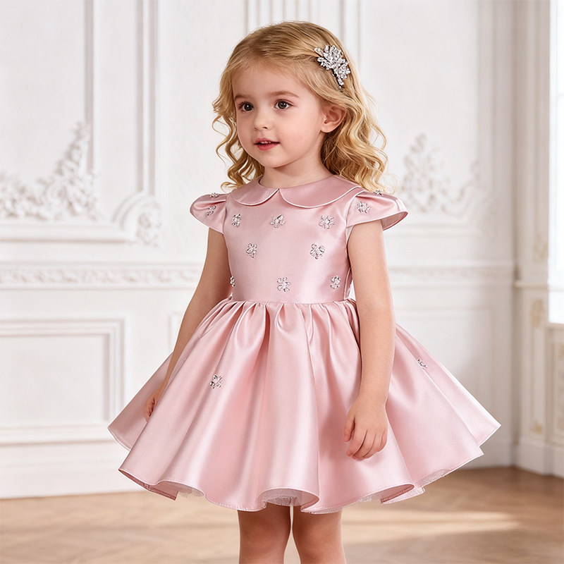 Satin Sequins Short Sleeve Mid-long Dresses - image 6