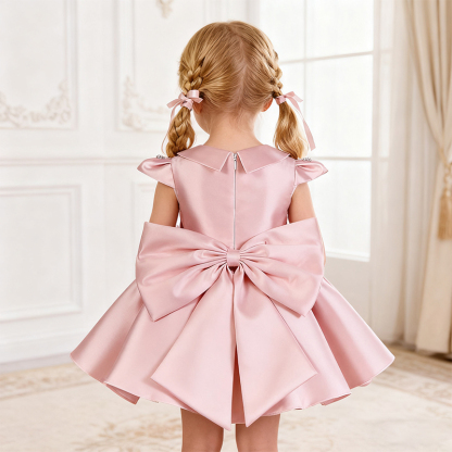 Satin Sequins Short Sleeve Mid-long Dresses - image 4