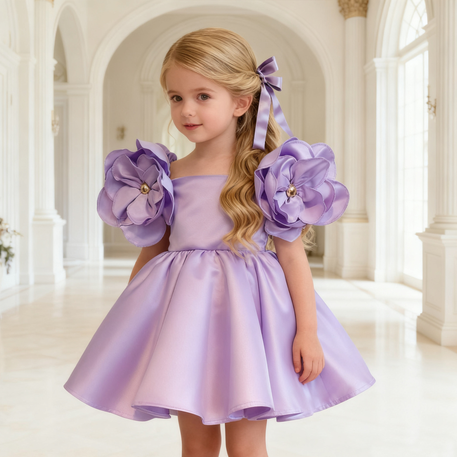 Satin Rosette Sleeveless Regular Dresses - image 11