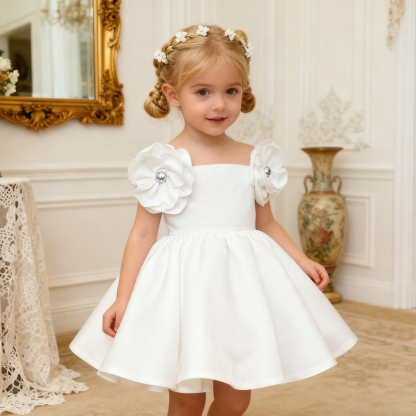 Satin Rosette Sleeveless Regular Dresses - image 14