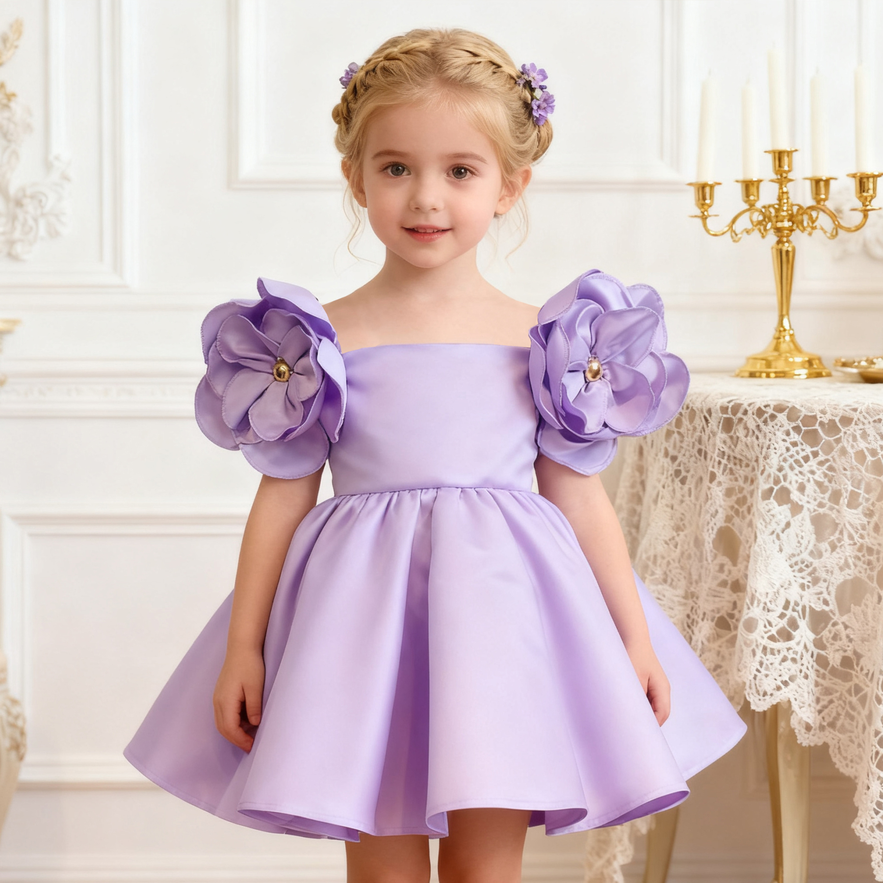 Satin Rosette Sleeveless Regular Dresses - image 10