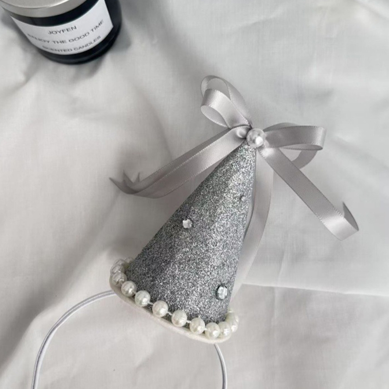 Solid With Pearls Barrette - Silver Headband - 1-16Y - image 1