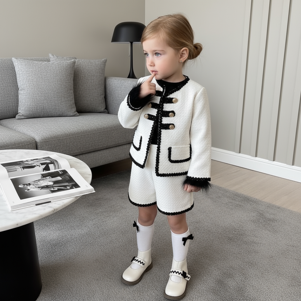 Tweed Panel Long Sleeve Crop Two-piece Set - image 6