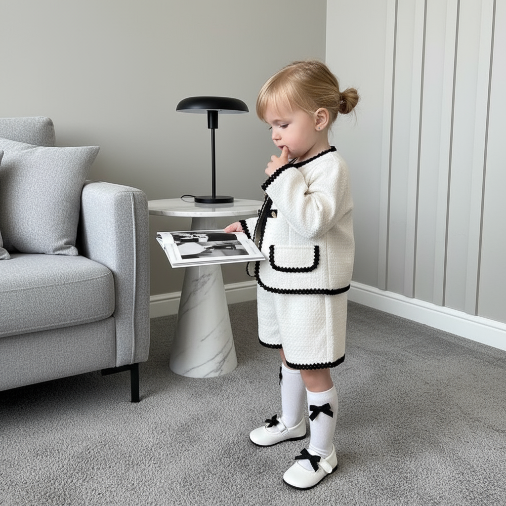 Tweed Panel Long Sleeve Crop Two-piece Set - image 7