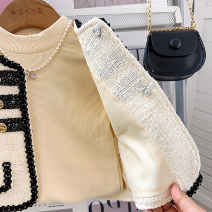 Tweed Panel Long Sleeve Crop Two-piece Set - image 13