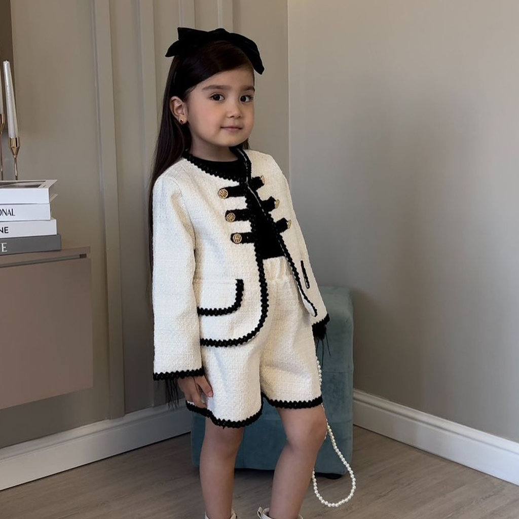 Tweed Panel Long Sleeve Crop Two-piece Set - image 9