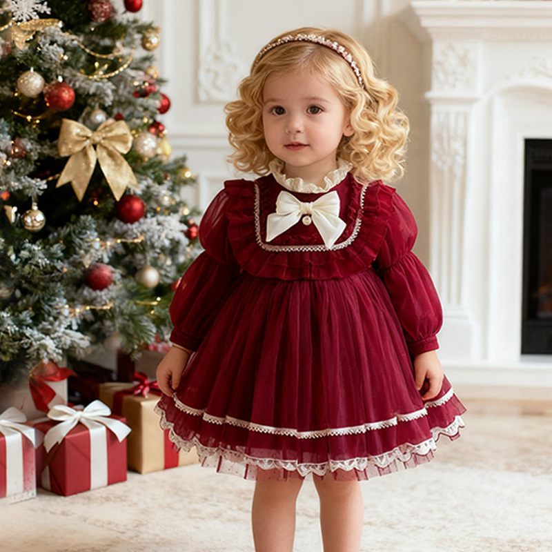 Cotton Folds Lace Long Sleeve Mid-long Dresses - image 9