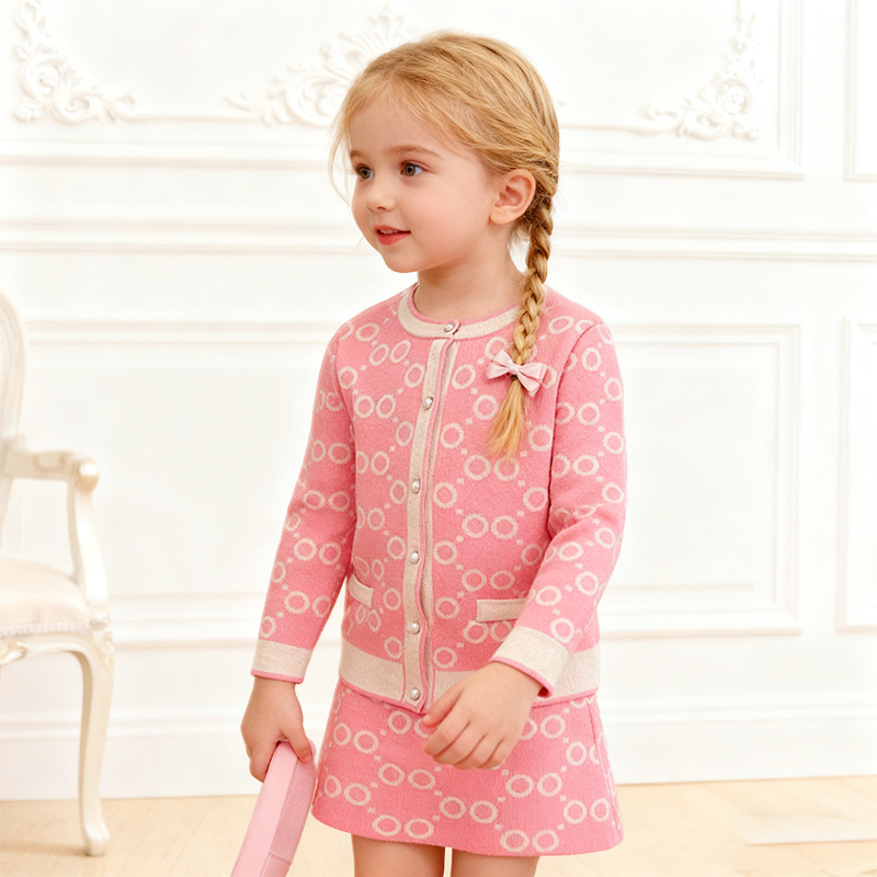 [Archive Sale] Yarn/wool Yarn Buckle Long Sleeve Regular Two-piece Set - image 1