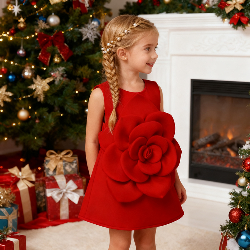 Scuba Knit Rosette Sleeveless Regular Dresses - image 20