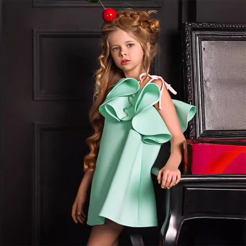Scuba Knit Flouncing Sleeveless Regular Dresses - Mint - 160cm - image 18