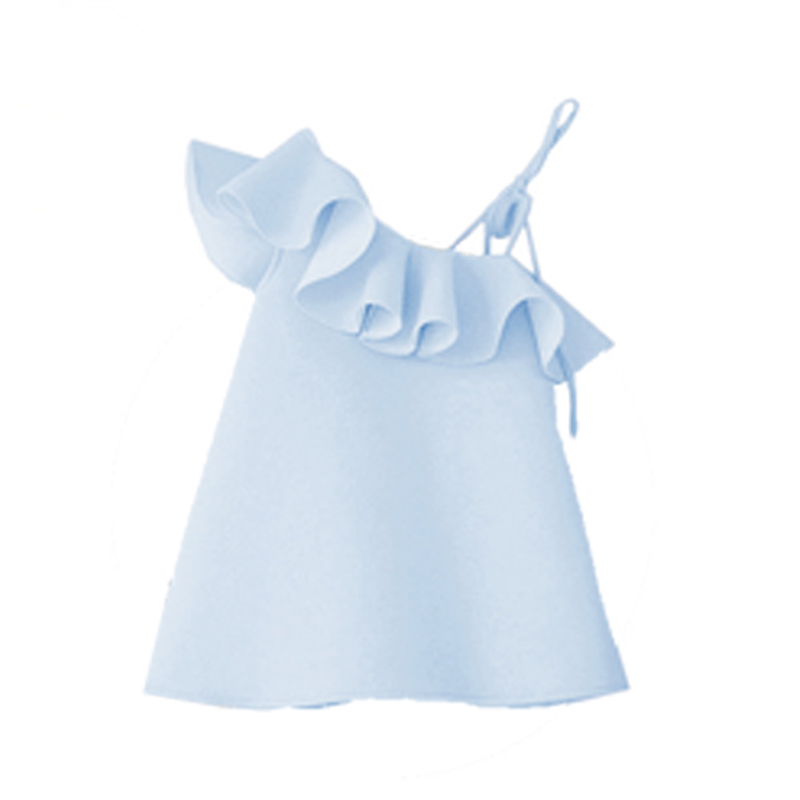 Scuba Knit Flouncing Sleeveless Regular Dresses - Blue - 160cm - image 22