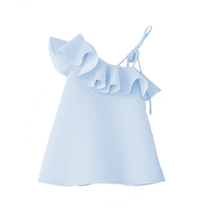 Scuba Knit Flouncing Sleeveless Regular Dresses - Blue - 160cm - image 22