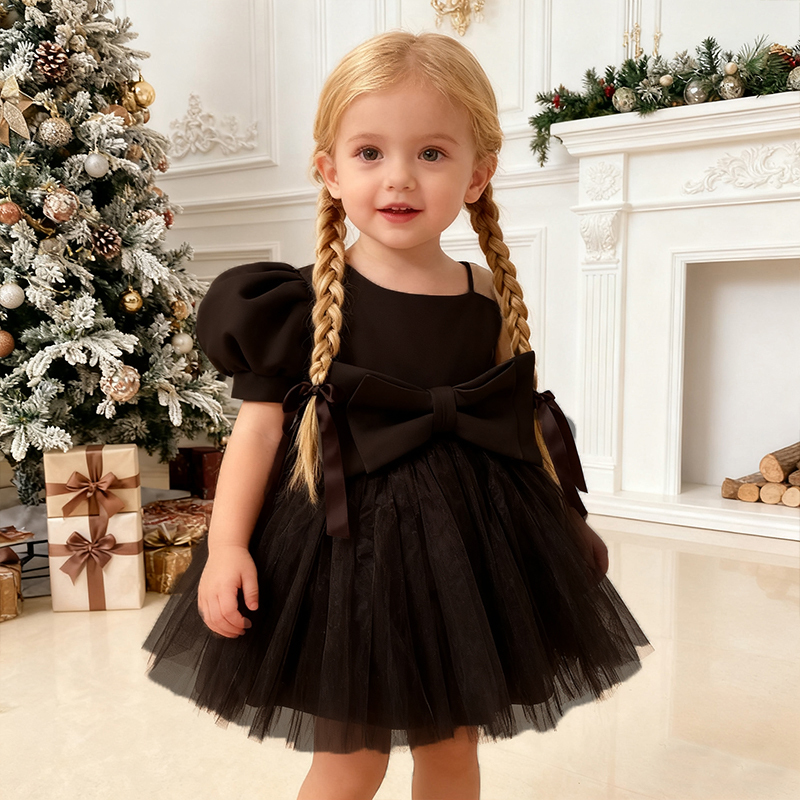 Mesh Bow Short Sleeve Regular Dresses - image 7