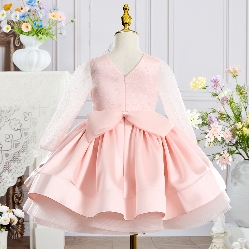 Satin Sequins Folds Long Sleeve Mid-long Dresses - image 12