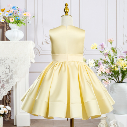 Satin Rosette Sleeveless Mid-long Dresses - image 4