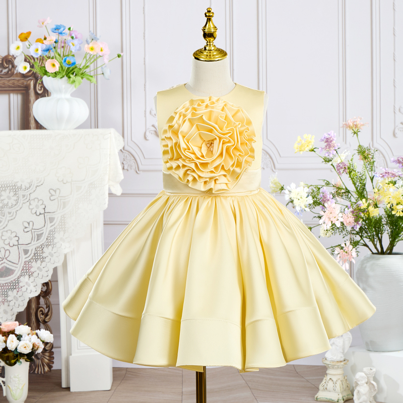 Satin Rosette Sleeveless Mid-long Dresses - image 2