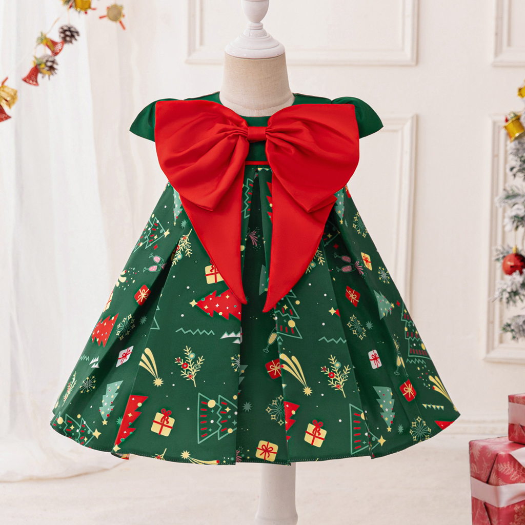 Satin Bow Cap Sleeve Midi Dresses - image 1