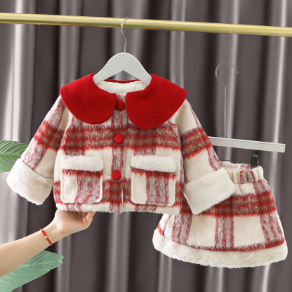 Woolen Fur Long Sleeve Short Two-piece Set - image 7