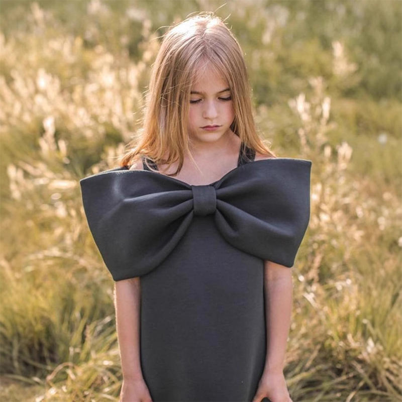 Satin Bow Sleeveless Regular Dresses - Black - 11-13Y - image 15
