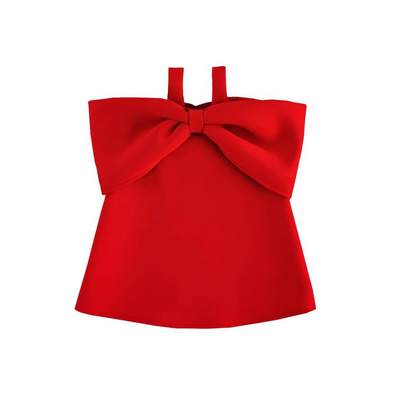 Satin Bow Sleeveless Regular Dresses - Red - 11-13Y - image 13