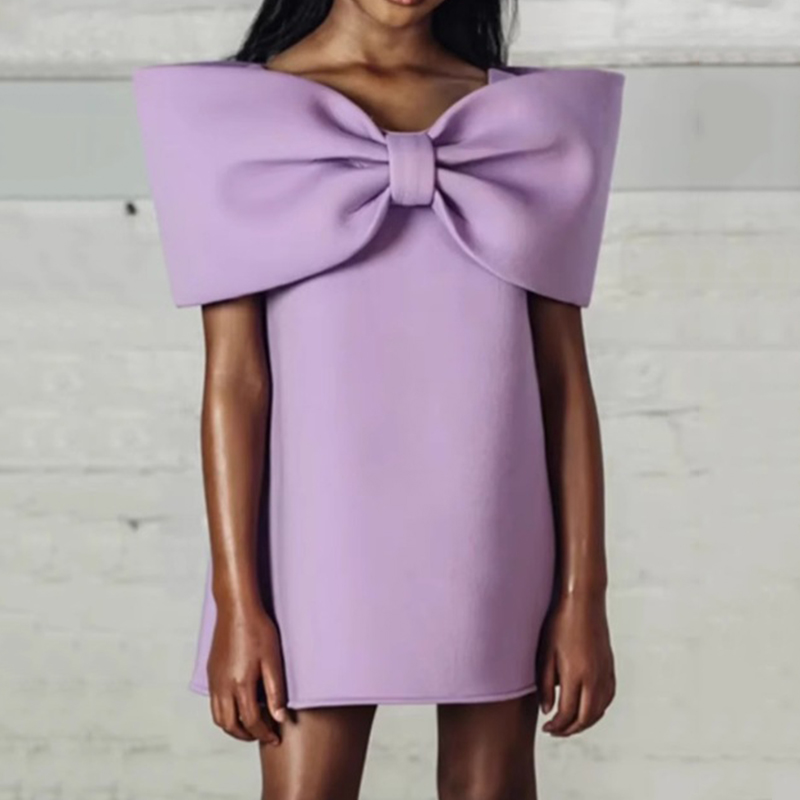 Satin Bow Sleeveless Regular Dresses - Purple - 11-13Y - image 19