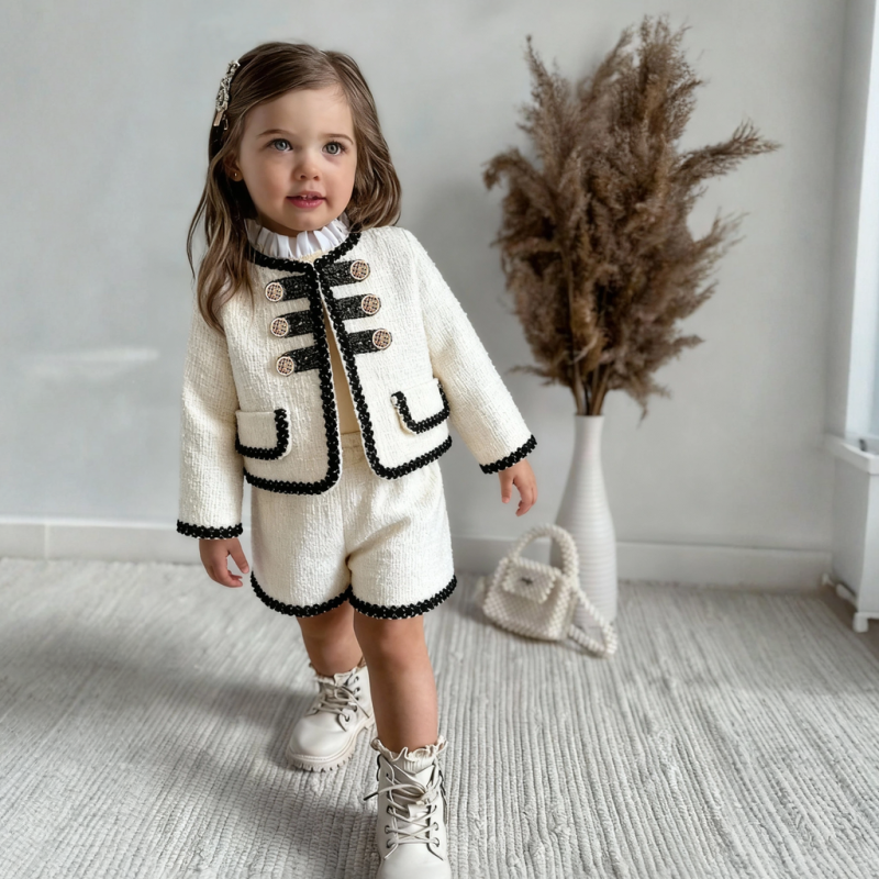 Tweed Panel Long Sleeve Crop Two-piece Set - image 2