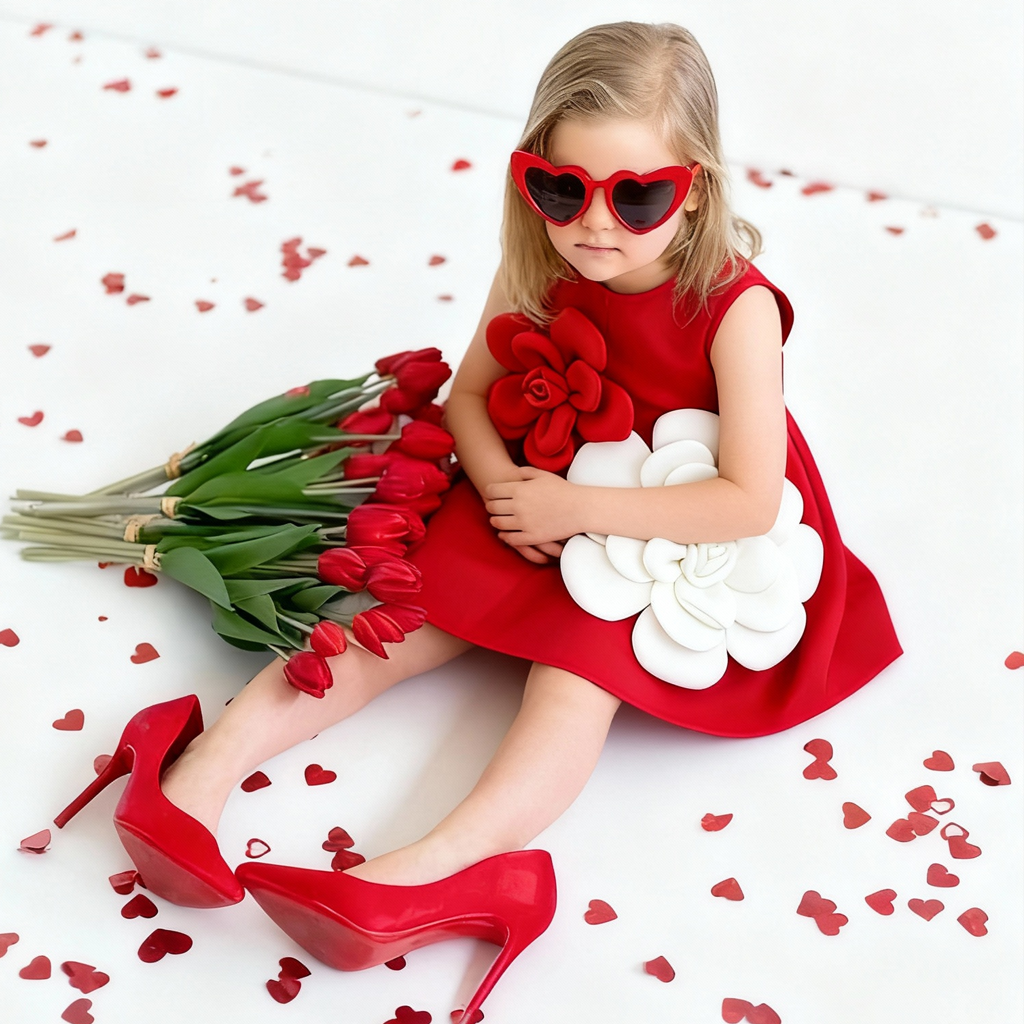 Scuba Knit Rosette Sleeveless Midi Dresses - image 1