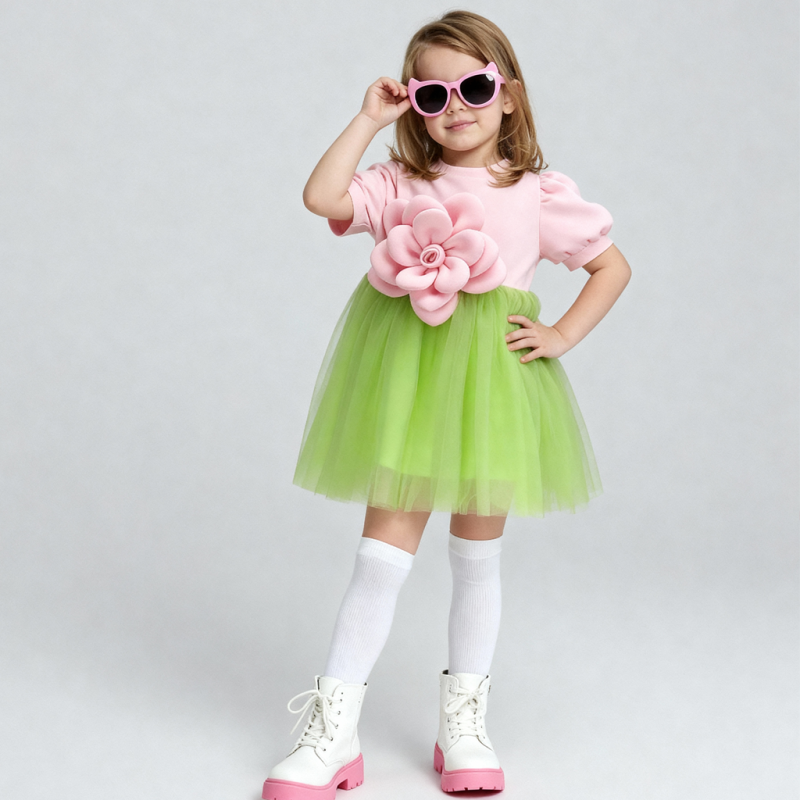 [Archive Sale] Scuba Knit Rosette Short Sleeve Midi Dresses - image 1