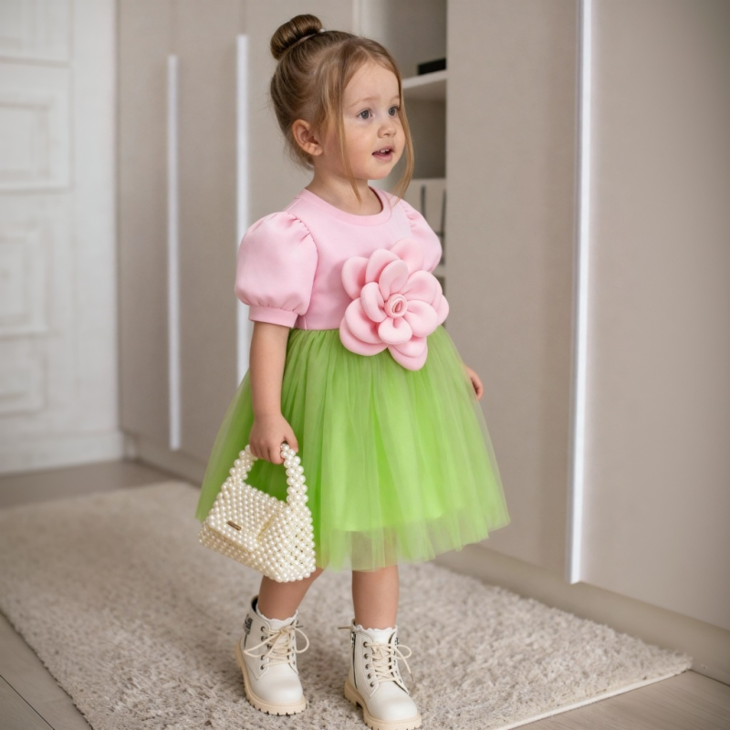 [Archive Sale] Scuba Knit Rosette Short Sleeve Midi Dresses - image 2