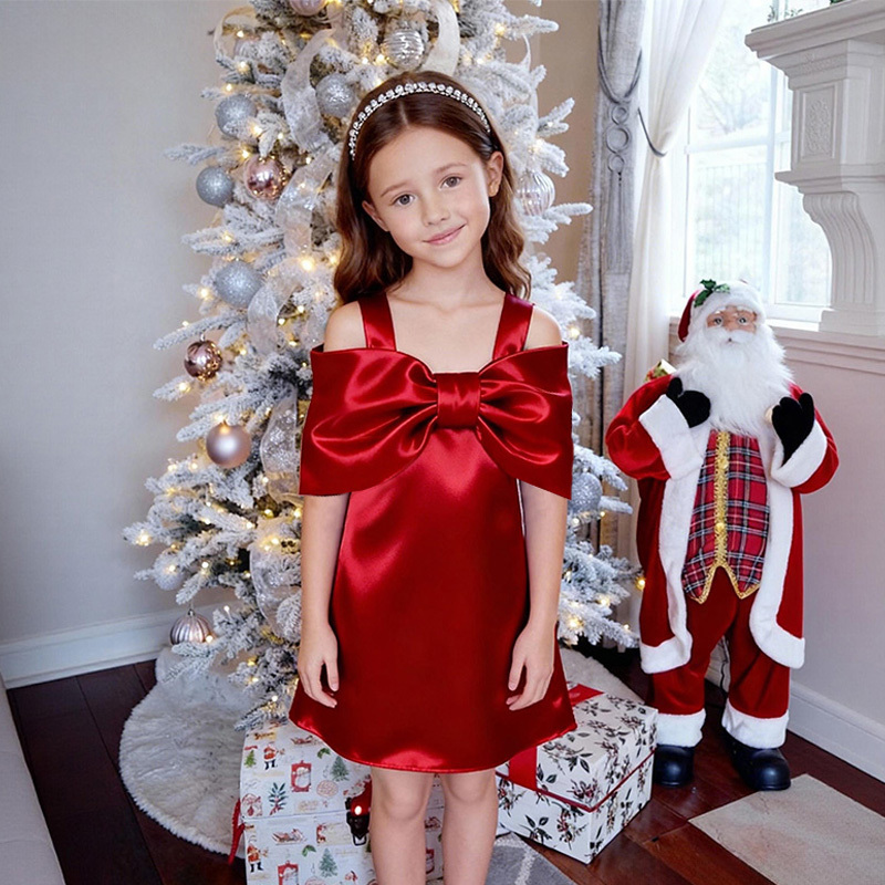 Satin Bow Sleeveless Regular Dresses - image 2