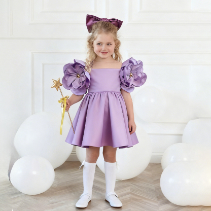 Satin Rosette Sleeveless Regular Dresses - image 9