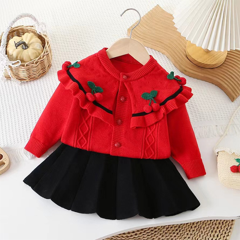 Yarn/wool Yarn Bow Embellished Long Sleeve Regular Two-piece Set - image 16