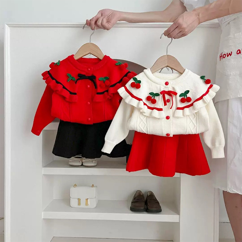 Yarn/wool Yarn Bow Embellished Long Sleeve Regular Two-piece Set - image 14