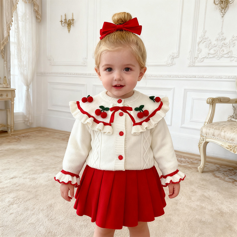 Yarn/wool Yarn Bow Embellished Long Sleeve Regular Two-piece Set - image 6