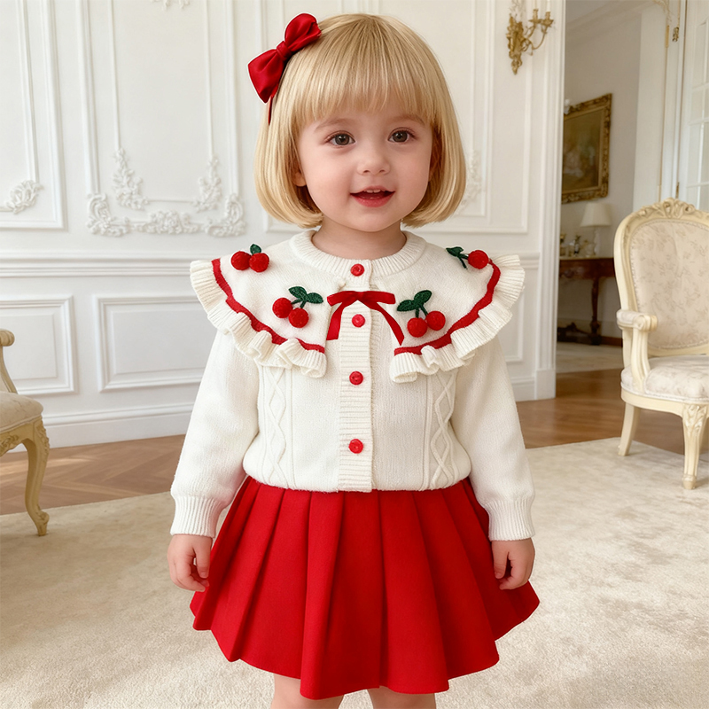 Yarn/wool Yarn Bow Embellished Long Sleeve Regular Two-piece Set - image 8