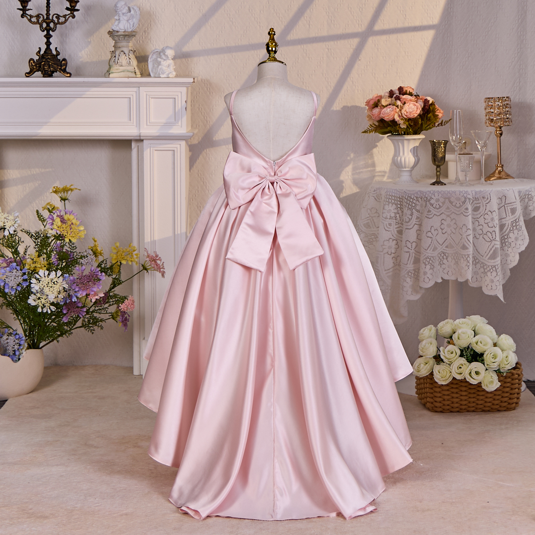 Satin Bow Sleeveless Maxi Dresses - image 30