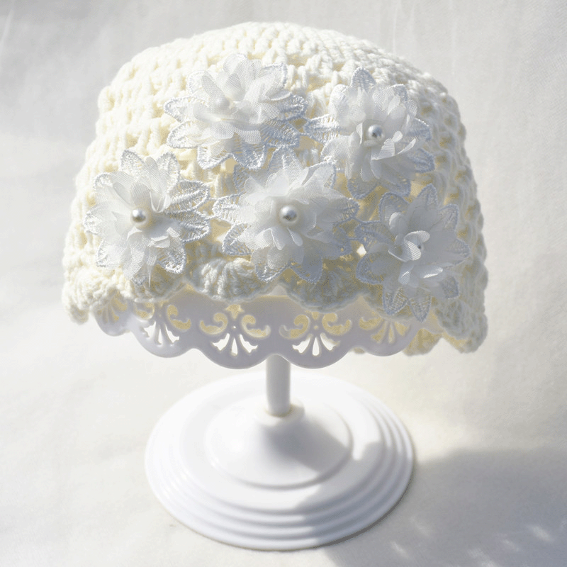 Solid Fur Hat - White - 1-2Y - image 3