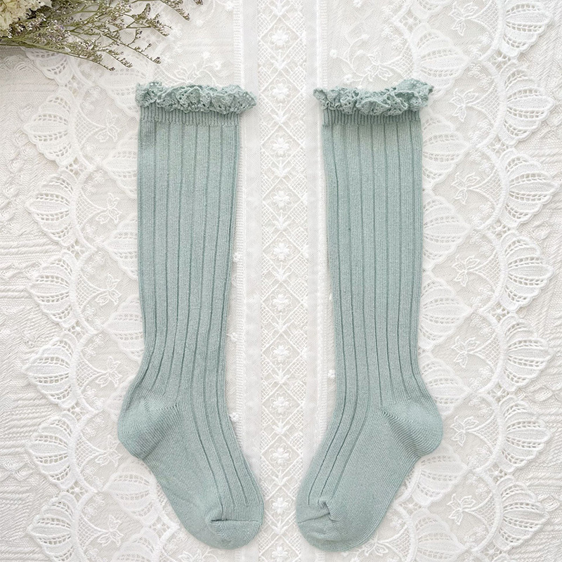 Solid Braided Design Socks - Light Blue - 6-9Y - image 5
