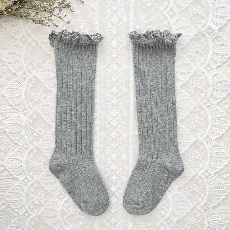 Solid Braided Design Socks - Light Linen Gray - 6-9Y - image 8