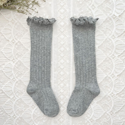 Solid Braided Design Socks - Light Linen Gray - 6-9Y - image 8