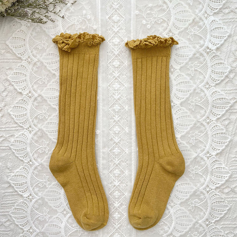 Solid Braided Design Socks - Ginger Yellow - 6-9Y - image 17