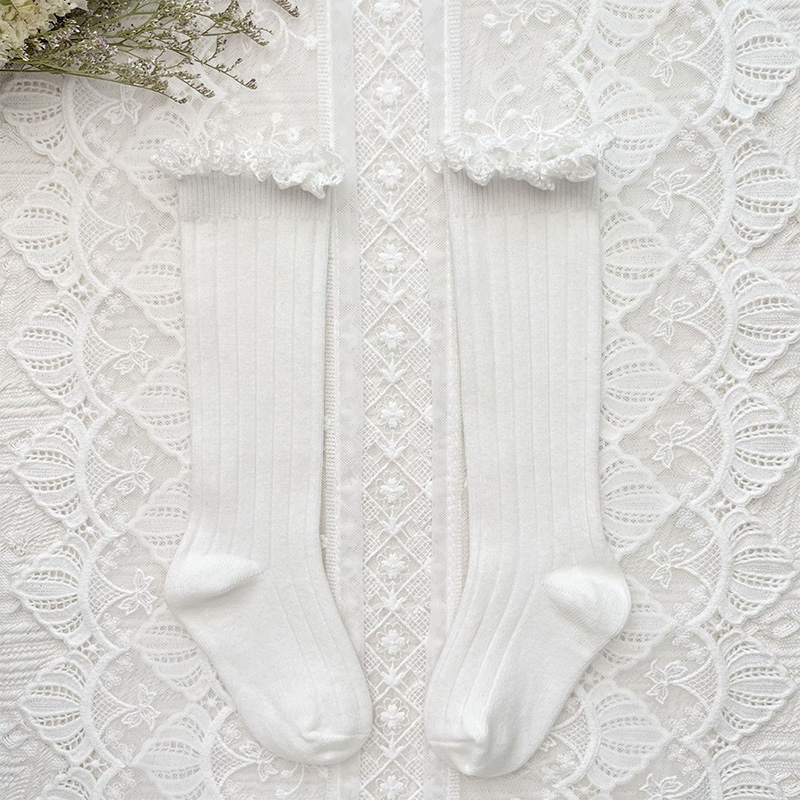 Solid Braided Design Socks - White - 6-9Y - image 20